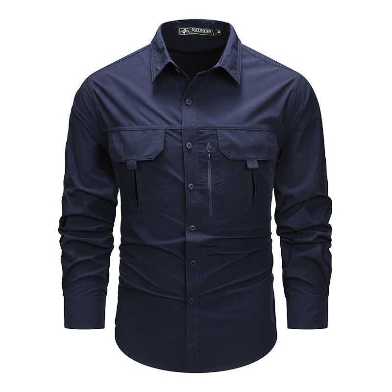 Men’s Outdoor Shirt - Long Sleeve Button Down - Multi Pocket Design