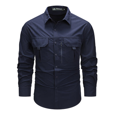 Men’s Outdoor Shirt - Long Sleeve Button Down - Multi Pocket Design