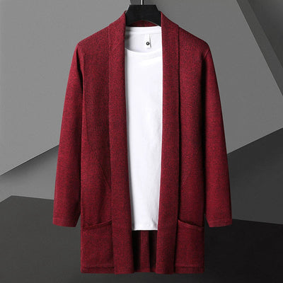 Men’s Cardigan Sweater – Slim Fit Knit – Open Front – Long Sleeve with Pockets