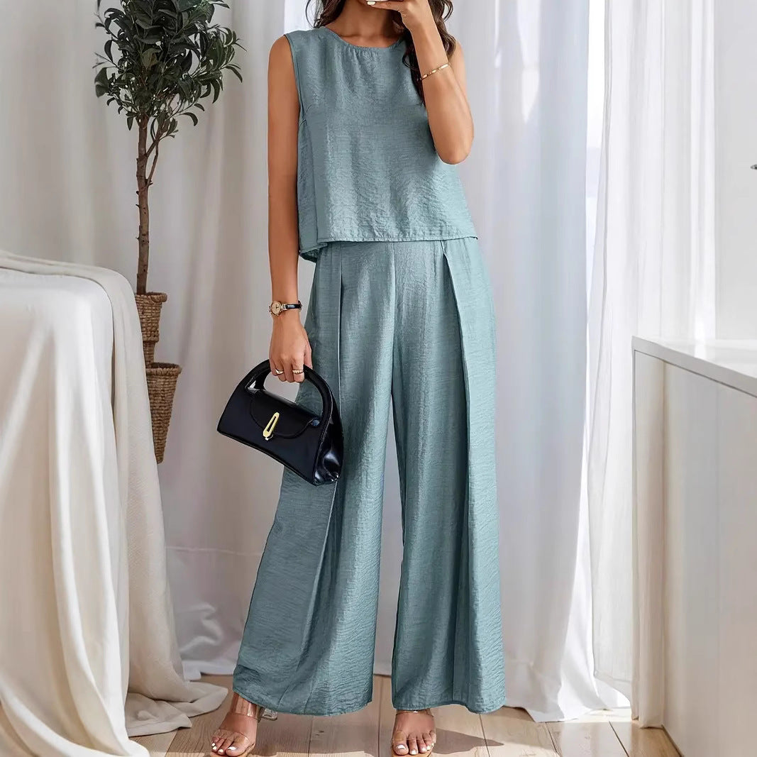 Women’s Wide-Leg Trousers – High Waist – Pleated Front – Lightweight Relaxed Fit