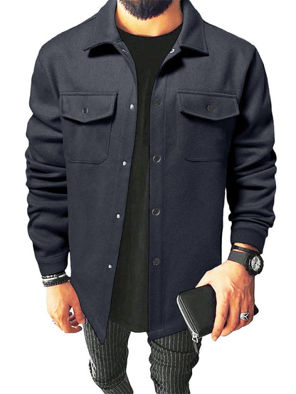 Men's long sleeve pocket button jacket