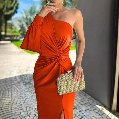 Women's Asymmetric One-Shoulder Evening Dress