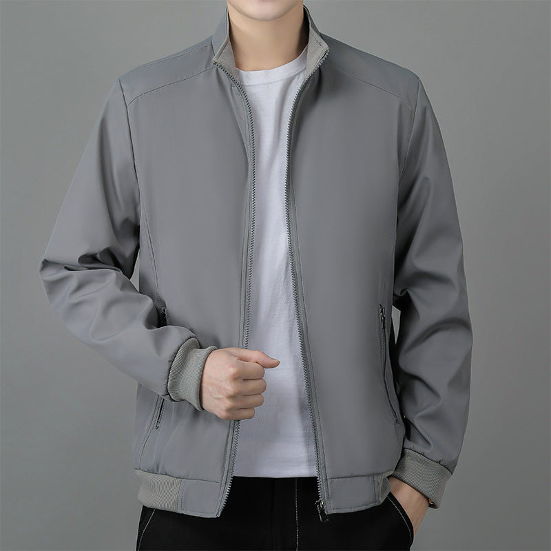 Men’s Business Jacket – Structured Fit – Water-Resistant – Standing Collar – Zip Front