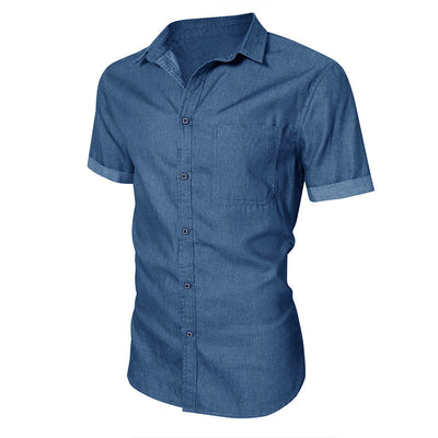 Men’s Short Sleeve Shirt – Slim Fit – Cotton – Button Front – Chest Pocket