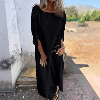 Women’s Two-Piece Set – Oversized Fit – Soft Cotton Feel – Side Button Detail – Full Length