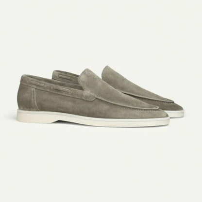 Men’s Suede Loafers – Slip-On Moc Toe – Flat Sole – Smart Casual Driving Shoe
