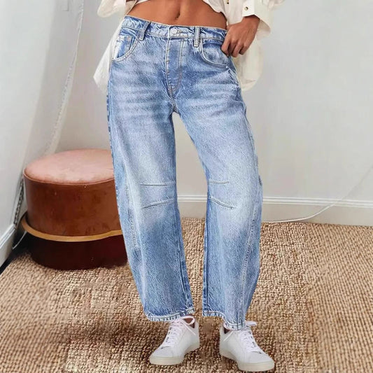 Women’s Baggy Jeans – High Waisted – Relaxed Fit – Full Length Denim – Vintage Style