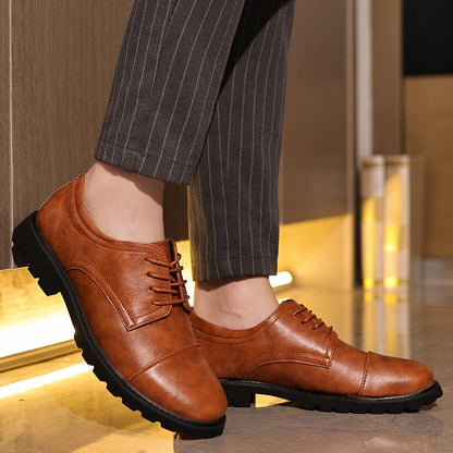 Men’s Derby Shoes – Leather – Cap Toe – Formal Fit – Rubber Sole – Classic Style