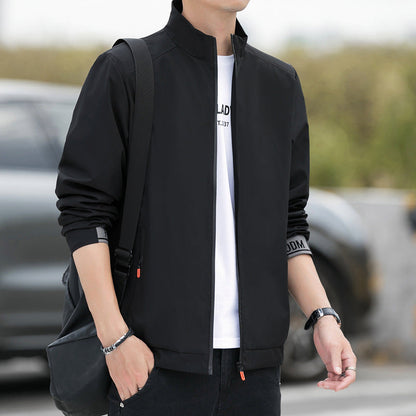 Men’s Jacket – Relaxed Fit – High Collar – Zipper Front – Lightweight Breathable Casual Wear