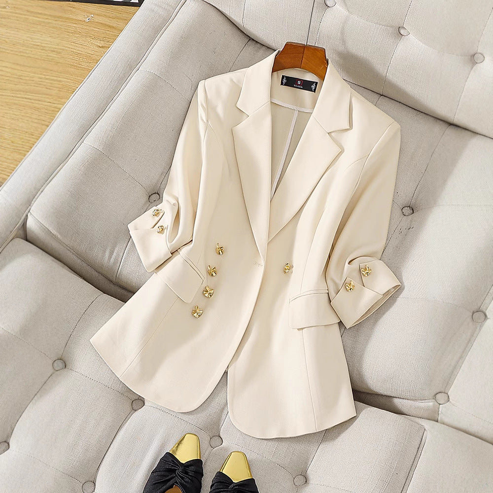Women’s Blazer – Tailored Fit – Double-Breasted – Structured Silhouette – 3/4 Sleeve