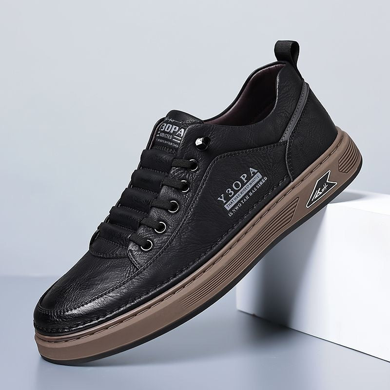 Men’s Sneakers – Synthetic Leather – Thick Sole – Lace-Up – Casual Street Style