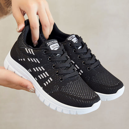 Women’s Sneakers – Breathable Knit – Low-Top Lace-Up – Cushioned Sole – Casual Fit