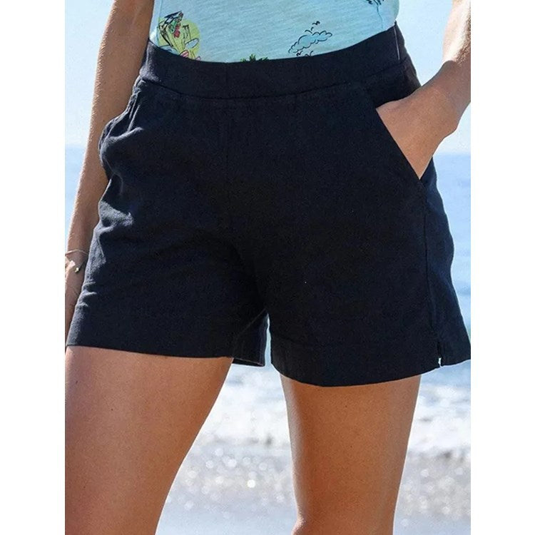 Women’s Shorts – Relaxed Fit – Breathable Blend – Side Pockets – Mid-Thigh Length