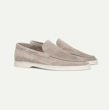 Men’s Suede Loafers – Slip-On Moc Toe – Flat Sole – Smart Casual Driving Shoe
