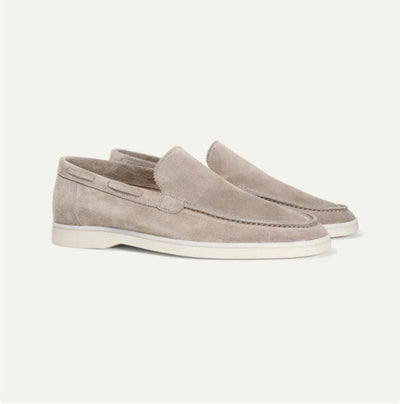 Men’s Suede Loafers – Slip-On Moc Toe – Flat Sole – Smart Casual Driving Shoe