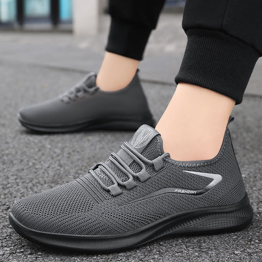 Men’s Sneakers – Fly-Knit Mesh – Lightweight Comfort – Lace-Up Low Top Casual Wear