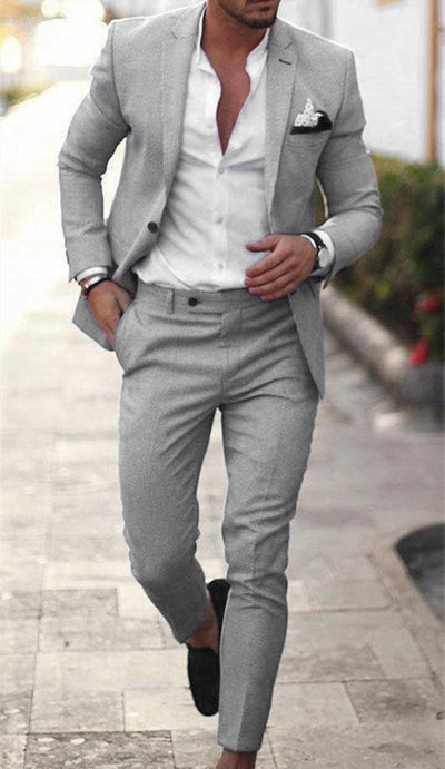 Slim Fit Men's Suit – Tailored All-Season Design, Breathable & Modern Style