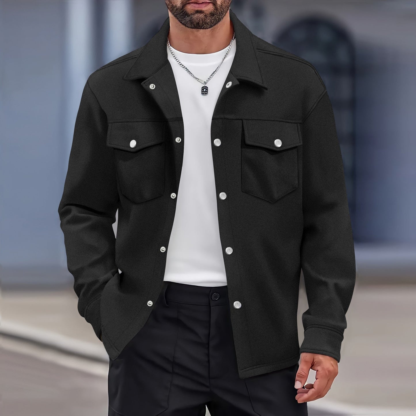 Men’s Jacket – Modern Fit – Wool – Button Front – Flap Chest Pockets