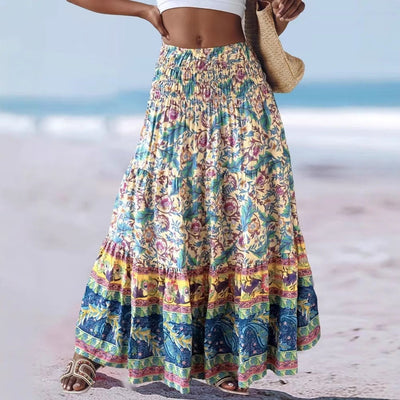 Women’s Maxi Dress – Strapless Bandeau – Flowy Fit – Boho Printed Cotton Style