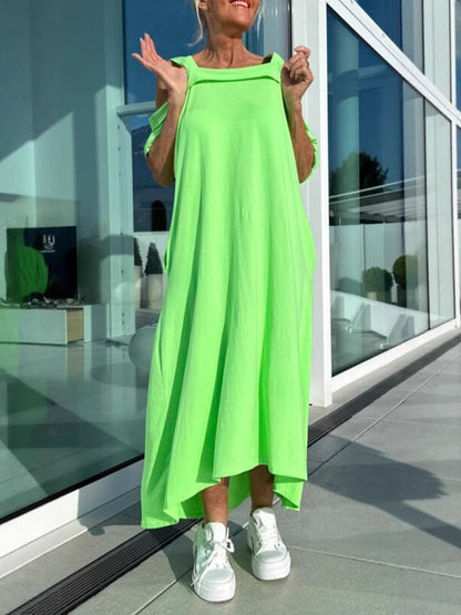 Women’s Long Dress – Off Shoulder – Relaxed Fit – Cotton – Casual Everyday Wear