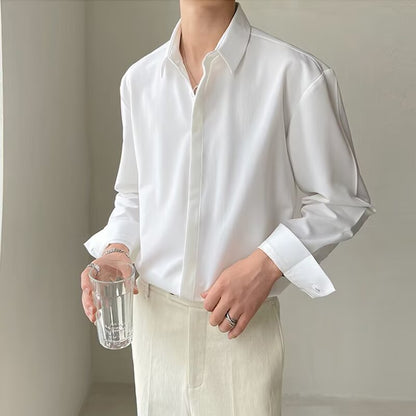 Men’s Dress Shirt – Slim Fit – Long Sleeve – Hidden Placket – Stretch Fabric