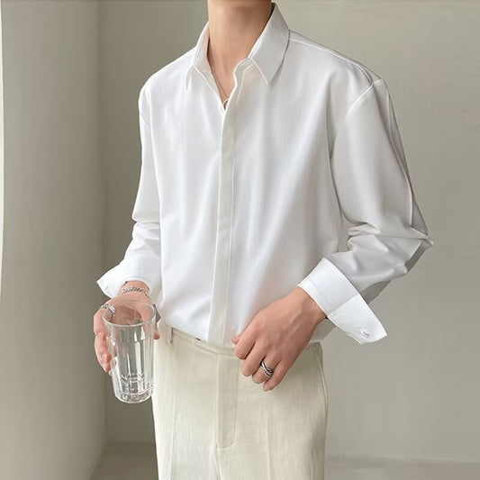 Men’s Dress Shirt – Slim Fit – Long Sleeve – Hidden Placket – Stretch Fabric