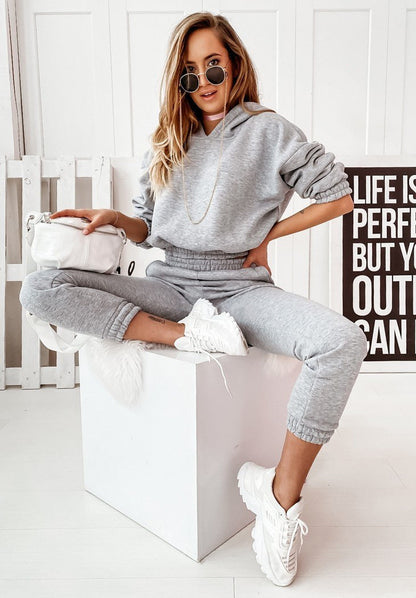 Women’s Tracksuit Set – Relaxed Fit – Cotton Blend – Tapered Leg – Hoodie & Joggers