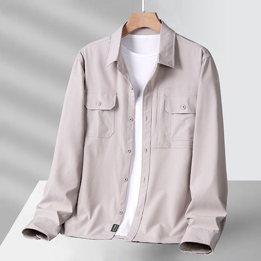 Men’s Long Sleeve Shirt – Relaxed Fit – Button-Up – Utility Pockets – Lightweight Breathable