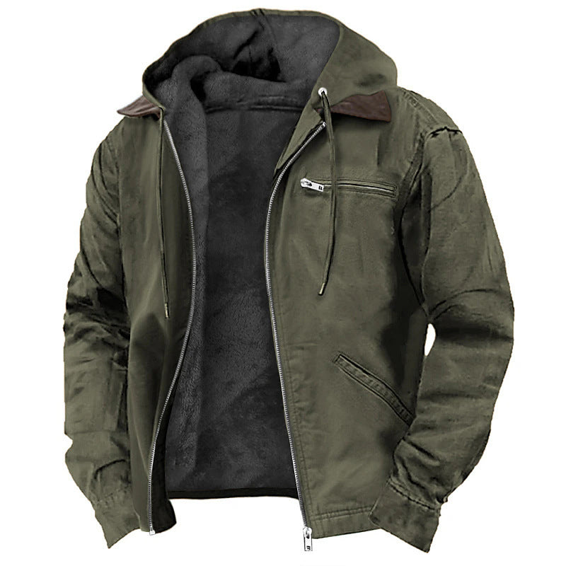 Men’s Hooded Jacket – Fleece Lined – Relaxed Fit – Full Zip – Cotton Blend Casual Wear