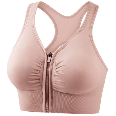 Women’s Sports Bra – Supportive Fit – Front Zip – Wide Straps – Breathable Blend