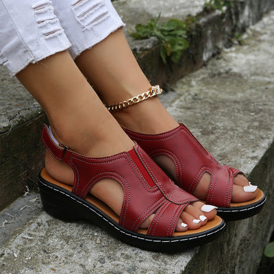 Women’s Sandals – Open Toe – Cut-Out Upper – Slingback Strap – Wedge Sole – Lightweight