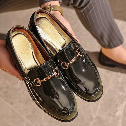 Men’s Dress Loafers – Patent Leather – Slip-On – Metal Bit – Cushioned Insole