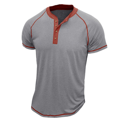 Men’s Henley Shirt – Cotton Blend – Regular Fit – Short Sleeve – Contrast Stitching
