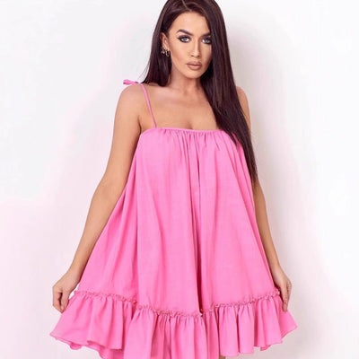 Women’s Sundress – Lightweight – Loose Fit – Spaghetti Straps – Ruffled Hem