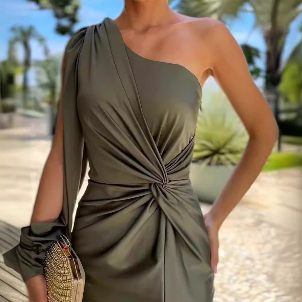 Women's Asymmetric One-Shoulder Evening Dress