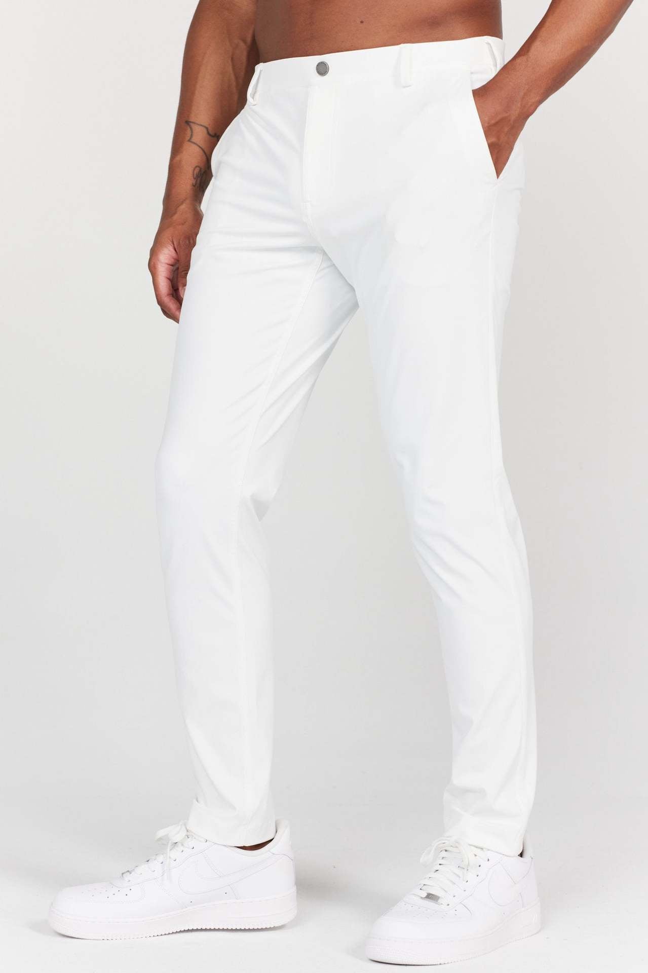 Men’s Slim Fit Trousers – Full Length – Soft Stretch Fabric – Rear Welt Pockets