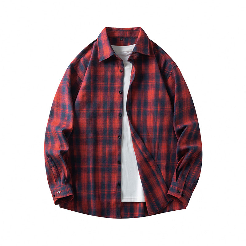 Men’s Plaid Shirt - Classic Button-Up - Long Sleeve - Spread Collar Casual Wear