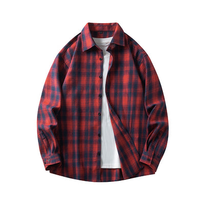 Men’s Plaid Shirt - Classic Button-Up - Long Sleeve - Spread Collar Casual Wear