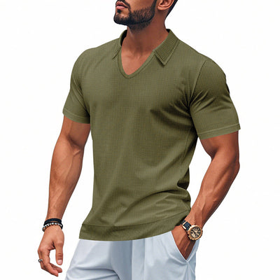 Men’s Polo Shirt – Relaxed Fit – V-Neck – Short Sleeve – Breathable Casual Wear