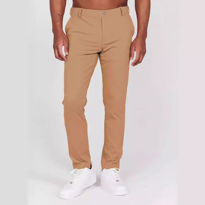 Men’s Slim Fit Trousers – Full Length – Soft Stretch Fabric – Rear Welt Pockets