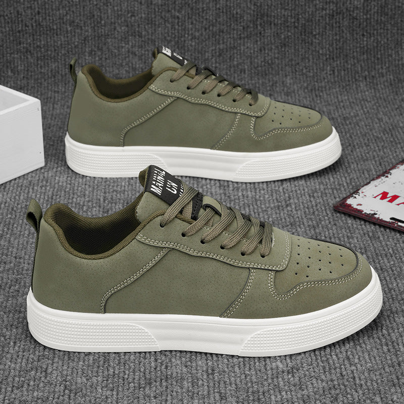 Men’s Low-Top Sneakers – Suede Upper – Perforated – Rubber Sole – Lace-Up Fit