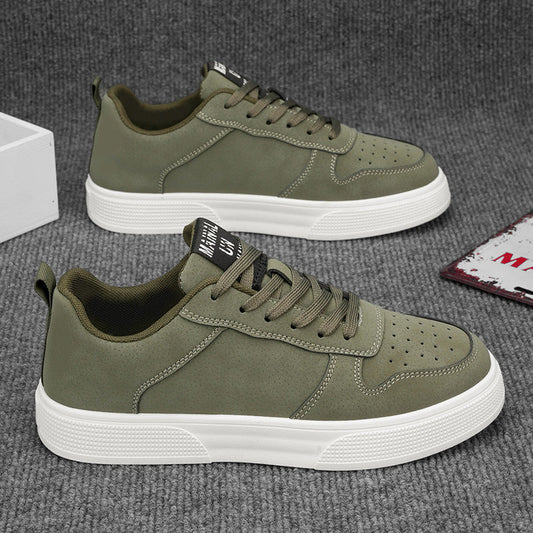 Men’s Low-Top Sneakers – Suede Upper – Perforated – Rubber Sole – Lace-Up Fit