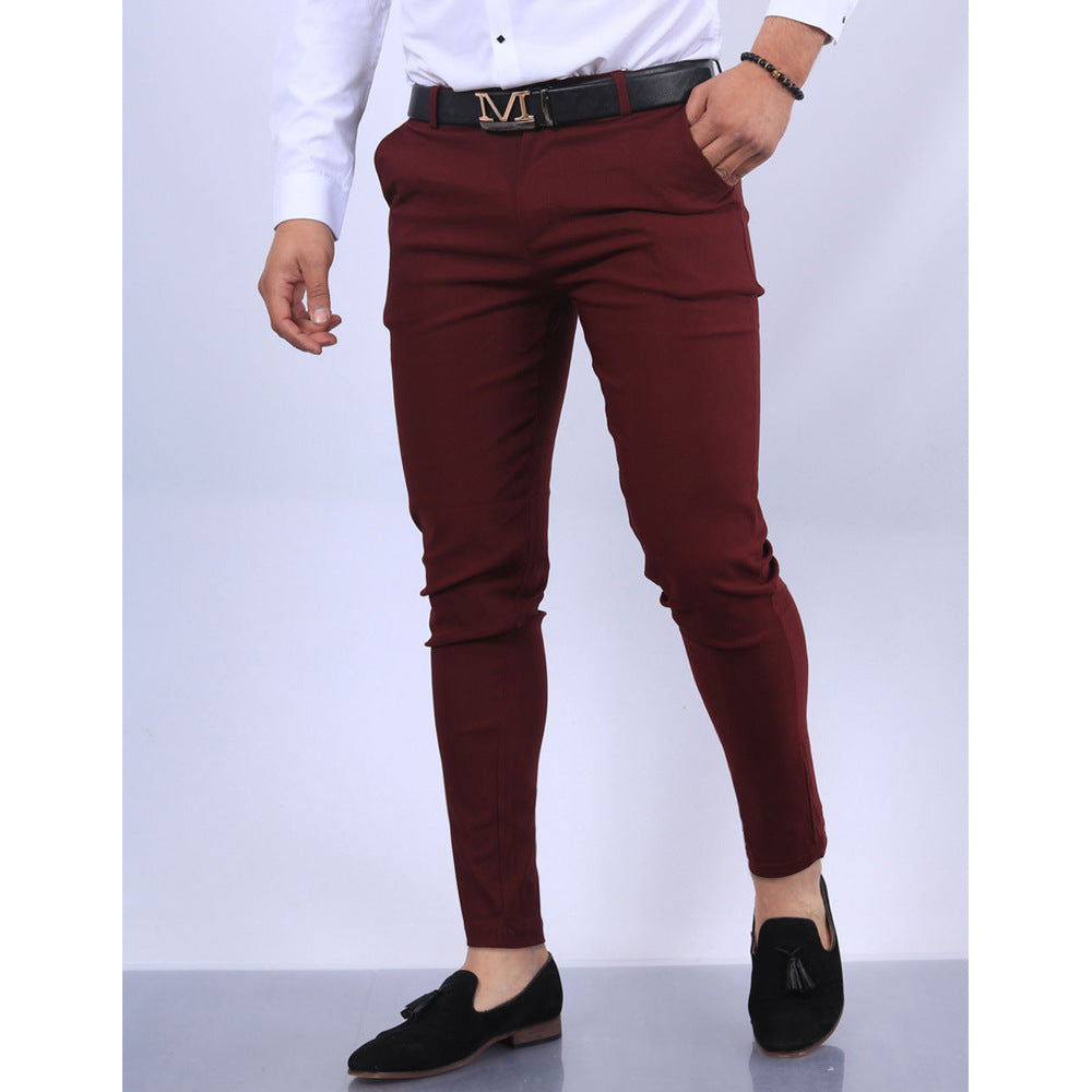 Men’s Dress Pants – Slim Fit – Woven Fabric – Faux Pocket – Full Length Formal Wear