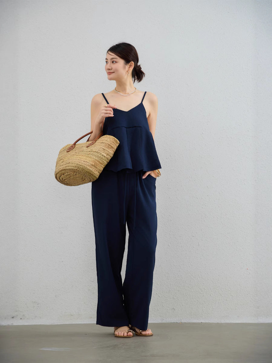 Women's Relaxed Sleeveless Set - Lightweight Flowy Top & Loose Pants