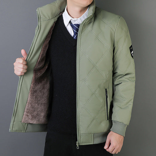 Men’s Quilted Jacket – Regular Fit – Stand Collar – Warm Lined – Zipper Pockets