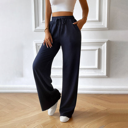Women’s Wide-Leg Pants – Lightweight Breathable Fabric – Relaxed Fit – Elastic Drawstring Waist