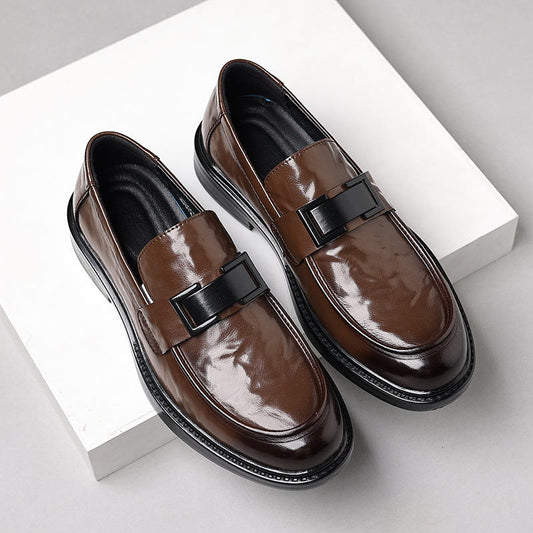 Men’s Leather Loafers – Slip-On – Pointed Toe – Polished Finish – Formal Shoe