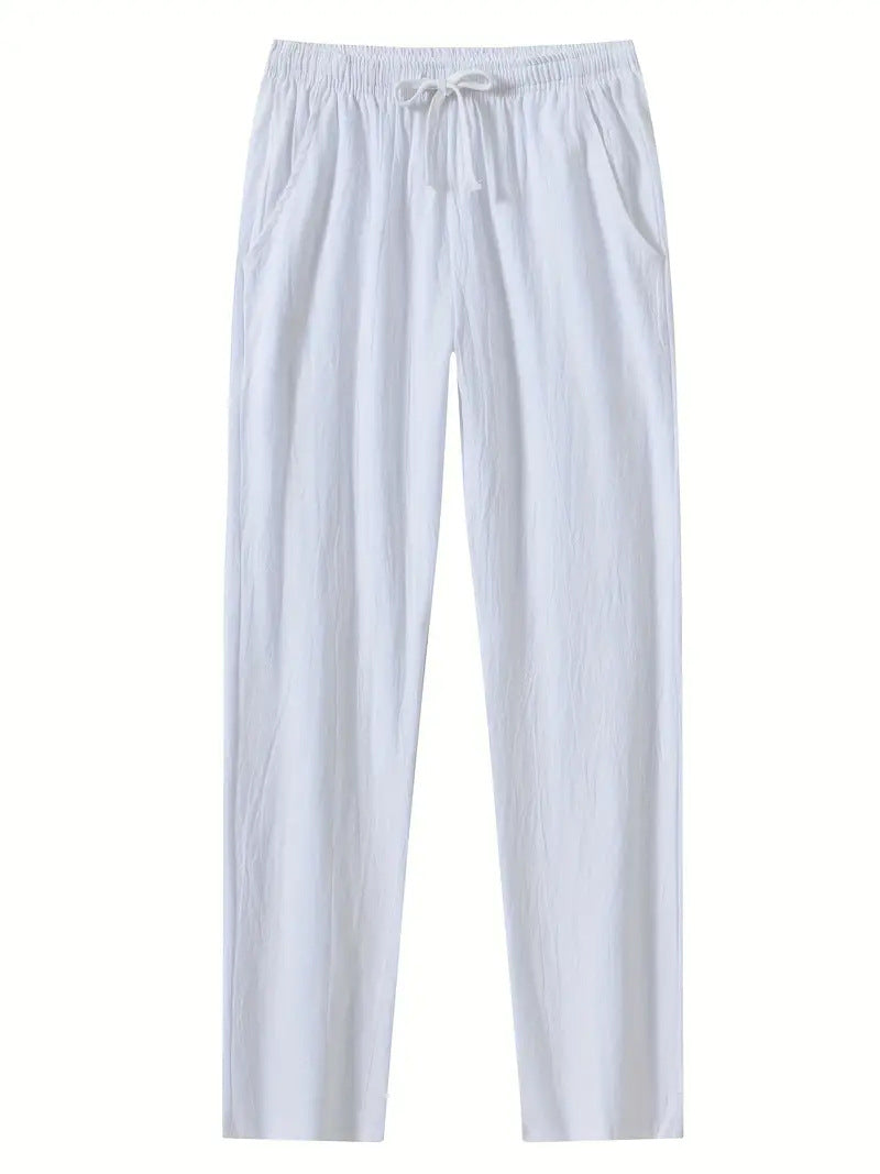 Women’s Full Length Pants – Relaxed Fit – Cotton – Elastic Waist – Drawstring – Pockets