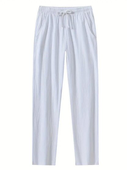 Women’s Full Length Pants – Relaxed Fit – Cotton – Elastic Waist – Drawstring – Pockets