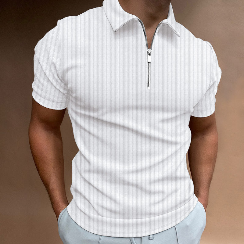 Men’s Polo Shirt – Slim Fit – Cotton Knit – Short Sleeve – Zipper Neckline